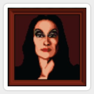 Morticia Addams Portrait Pixel Art Sticker